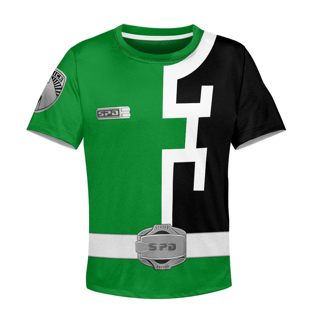 3D Power Rangers SPD Green Kids T-shirt