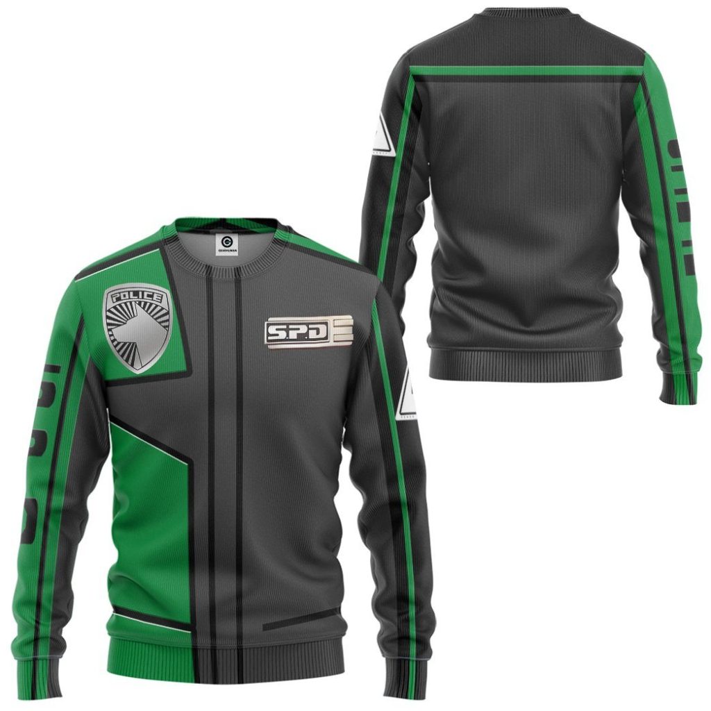 3D Power Rangers S.P.D Green Uniform  Apparel - Image 2