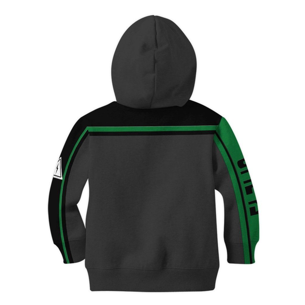 3D Power Rangers SPD Green Uniform Kids Hoodie - Image 3