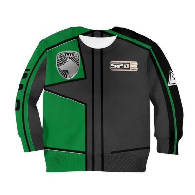 3D Power Rangers SPD Green Uniform Kids Sweatshirt
