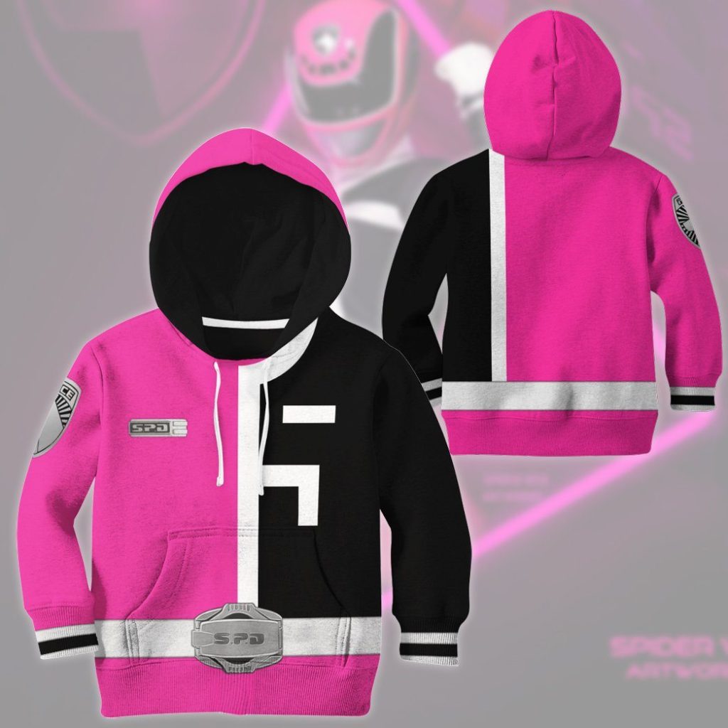 3D Power Rangers SPD Pink Kids Hoodie - Image 4