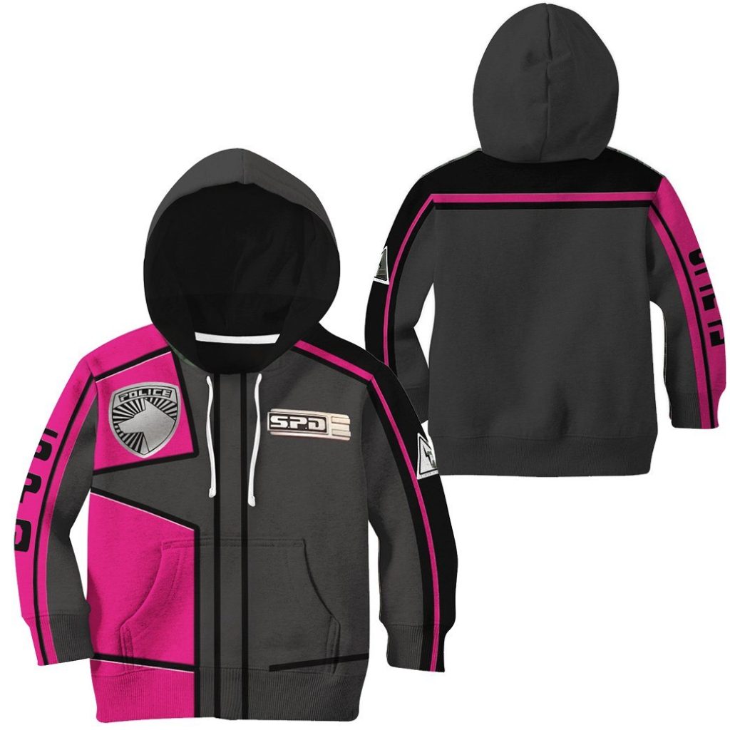 3D Power Rangers SPD Pink Uniform Kids Hoodie - Image 2