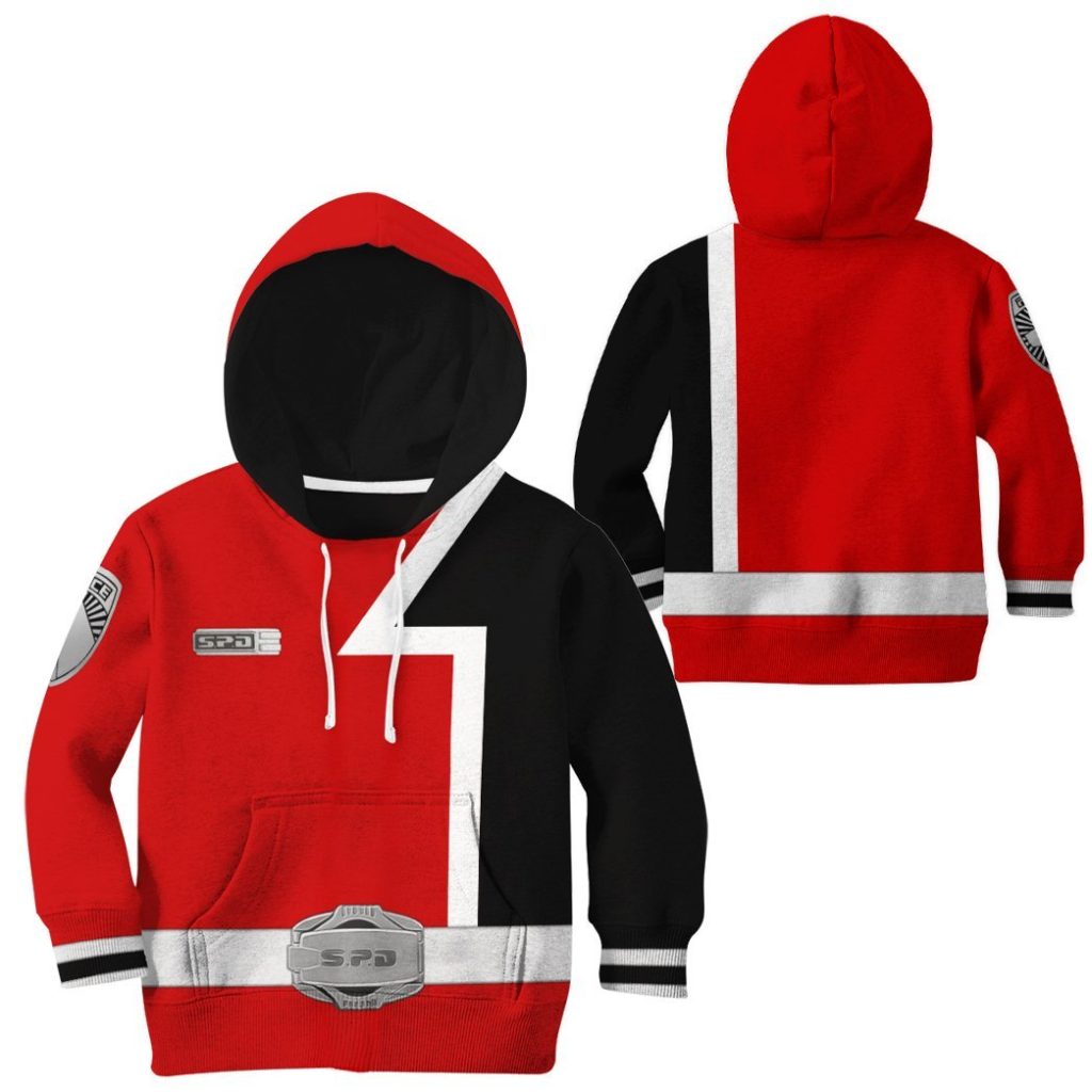 3D Power Rangers SPD Red Kids Hoodie - Image 2