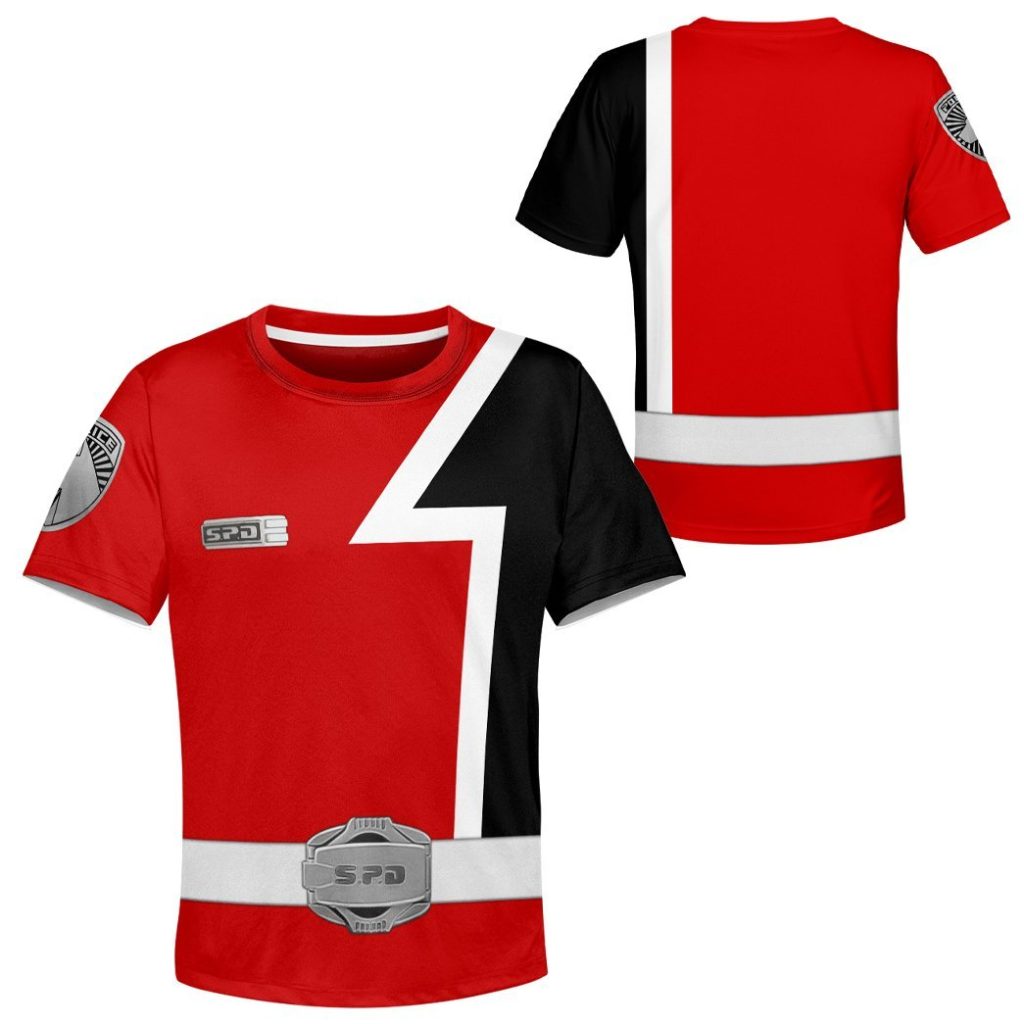 3D Power Rangers SPD Red Kids T-shirt - Image 2