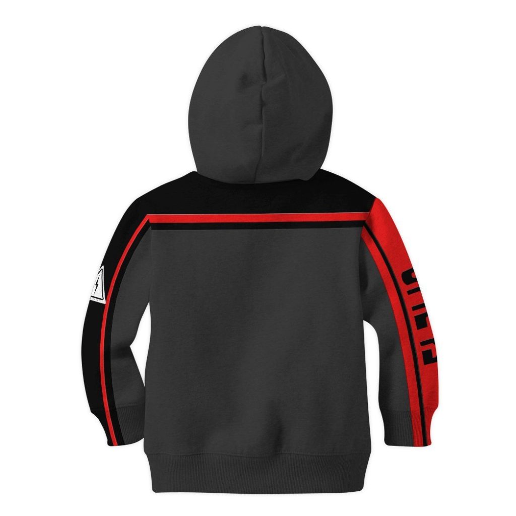 3D Power Rangers SPD Red Uniform Kids Hoodie - Image 3