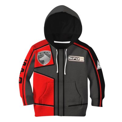 3D Power Rangers SPD Red Uniform Kids Hoodie