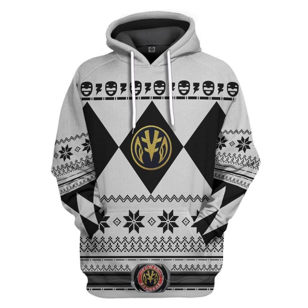 3D White MIGHTY MORPHIN Power Ranger Ugly Design  Apparel