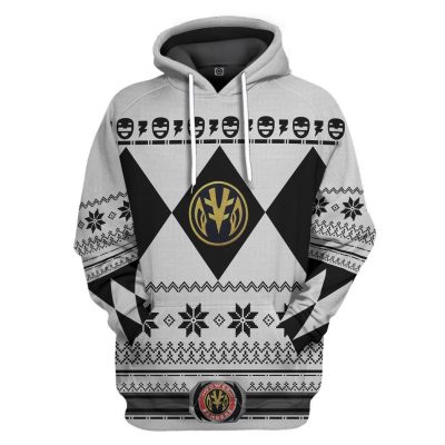 3D White MIGHTY MORPHIN Power Ranger Ugly Design  Apparel