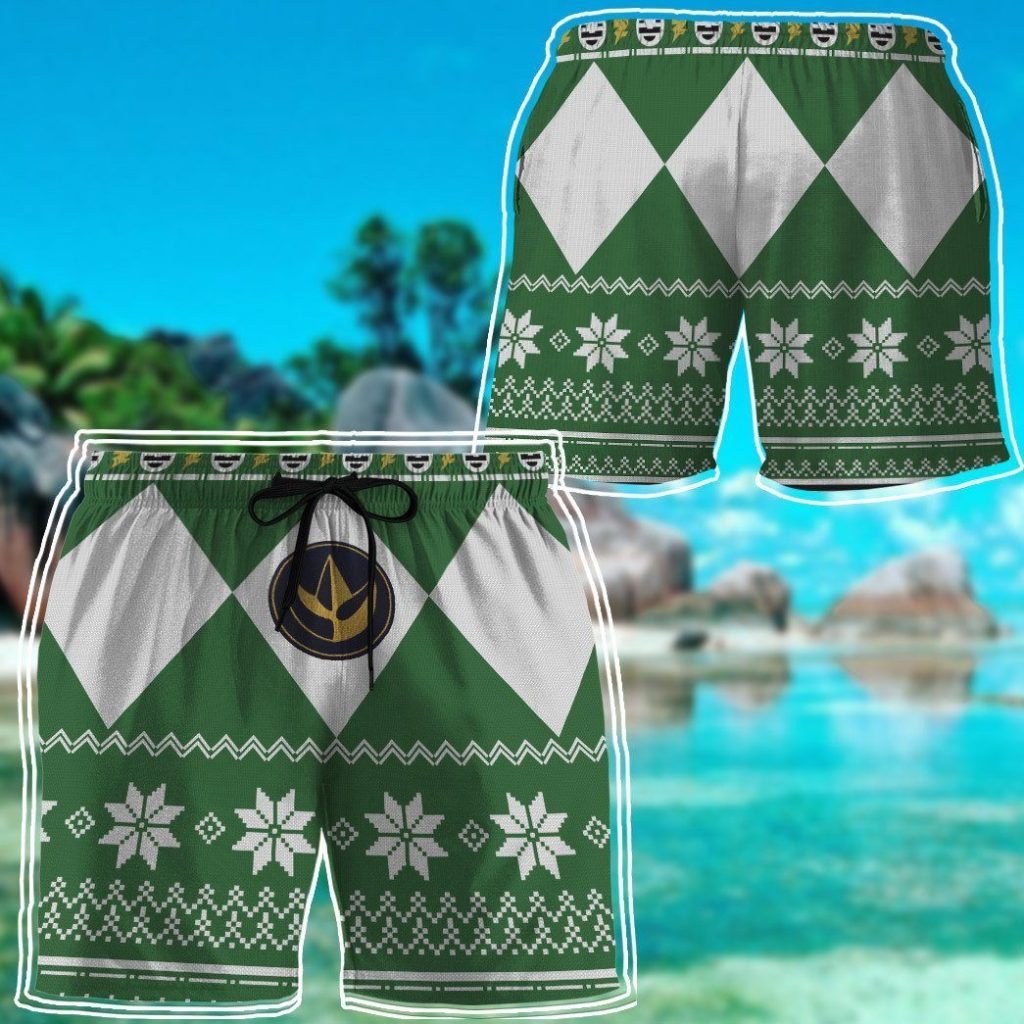 3D Green Power Ranger Hawaii Shorts - Image 4