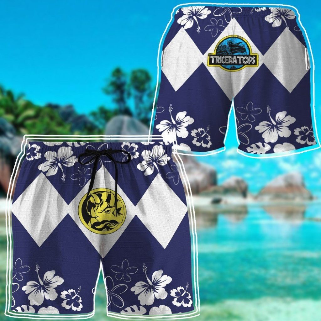 3D Mighty Morphin Power Ranger Blue Beach Short - Image 6