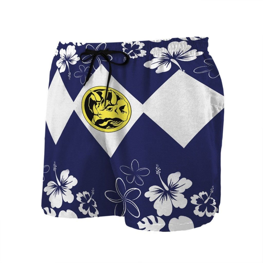 3D Mighty Morphin Power Ranger Blue Beach Short - Image 3