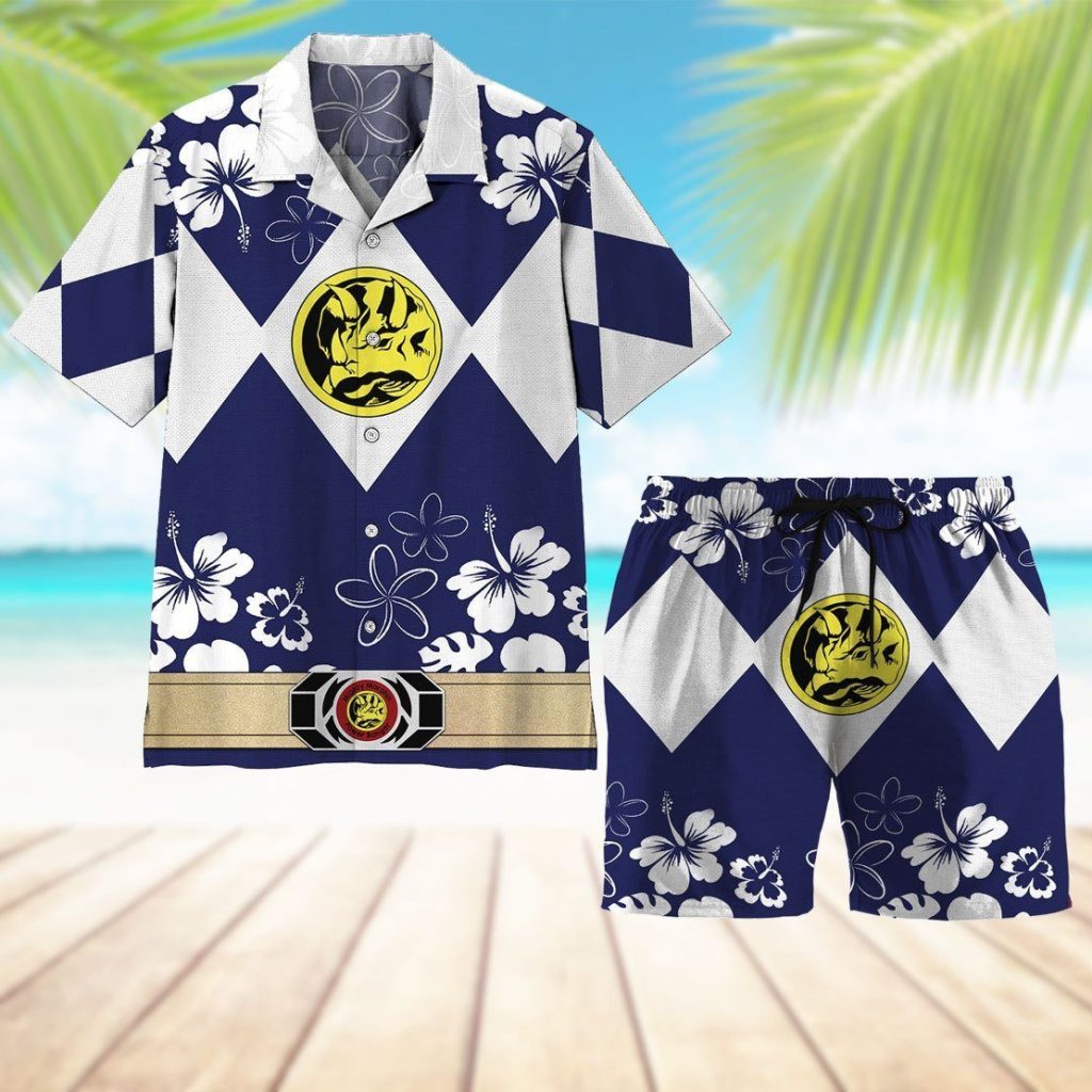 3D Mighty Morphin Power Ranger Blue Beach Short - Image 7