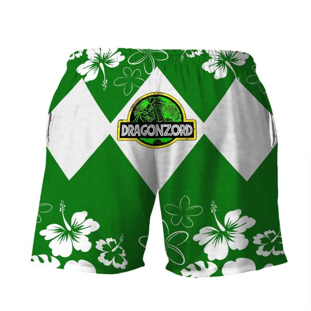 3D Mighty Morphin Power Ranger Green Beach Short - Image 2