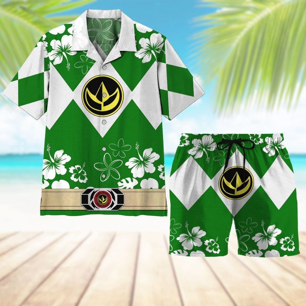 3D Mighty Morphin Power Ranger Green Beach Short - Image 7