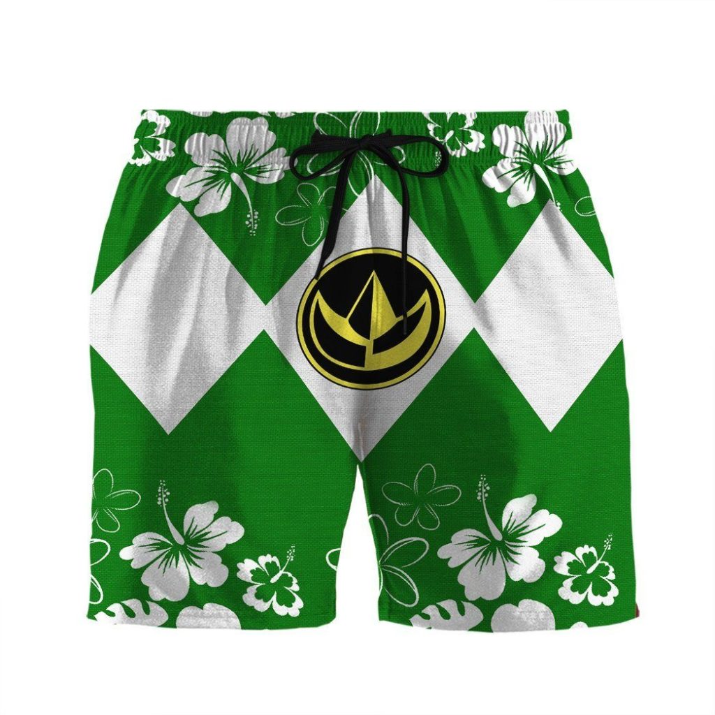 3D Mighty Morphin Power Ranger Green Beach Short