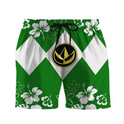 3D Mighty Morphin Power Ranger Green Beach Short