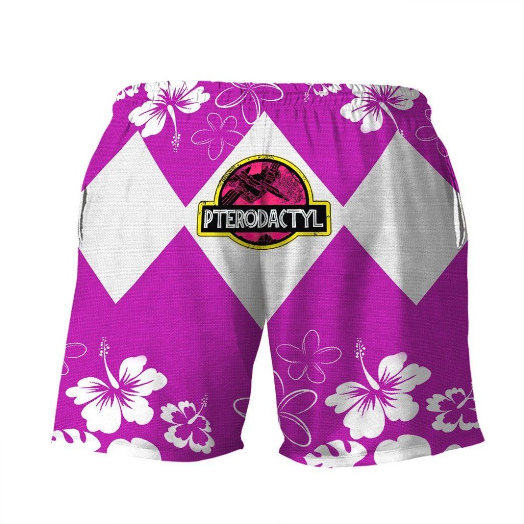 3D Mighty Morphin Power Ranger Pink Beach Short - Image 2