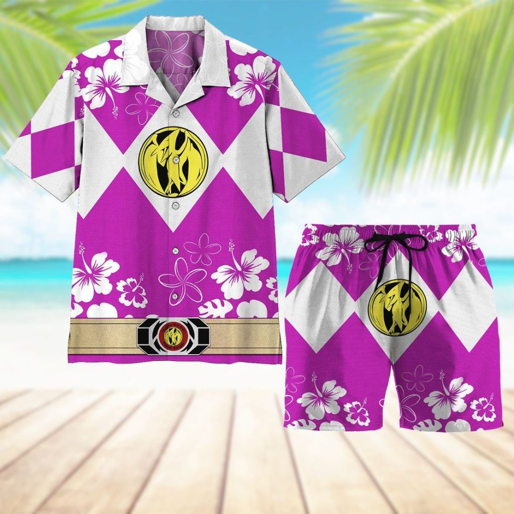 3D Mighty Morphin Power Ranger Pink Beach Short - Image 7