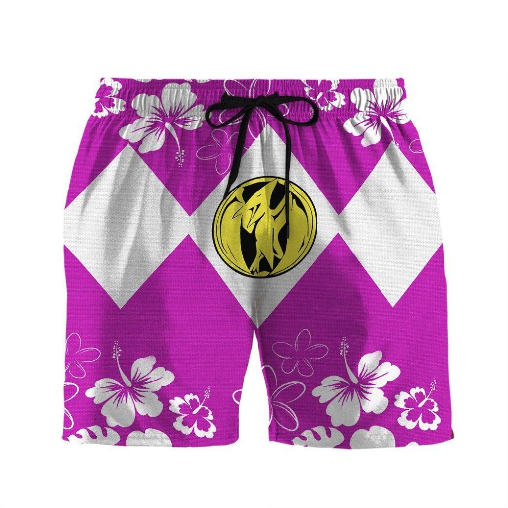 3D Mighty Morphin Power Ranger Pink Beach Short