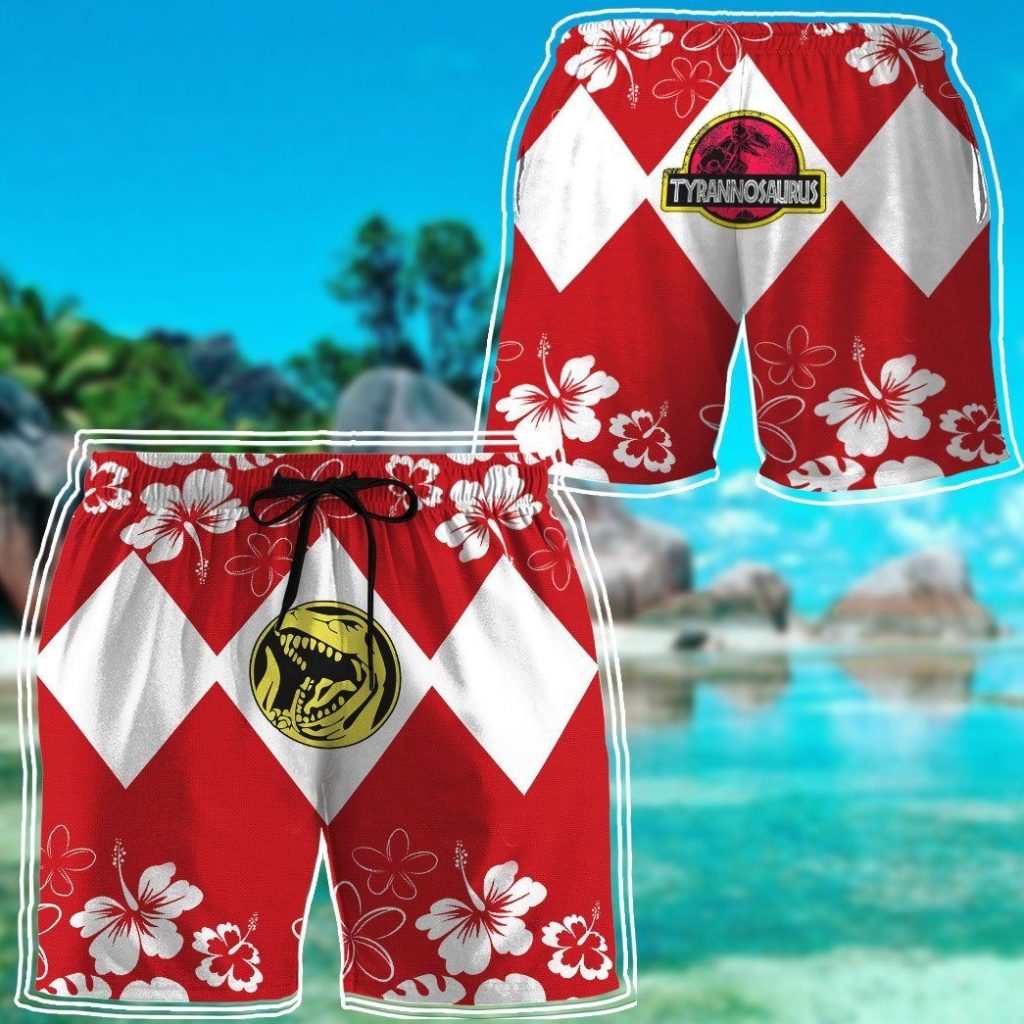 3D Mighty Morphin Power Ranger Red Beach Short - Image 6