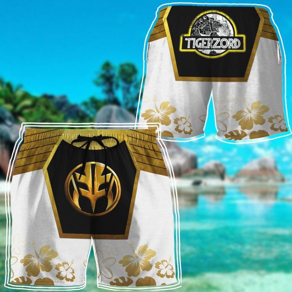 3D Mighty Morphin Power Ranger White HBeach Short - Image 7