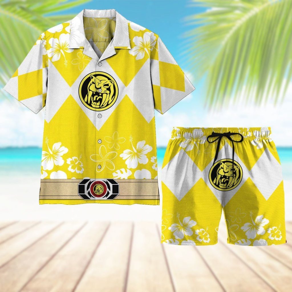 3D Mighty Morphin Power Ranger Yellow Beach Short - Image 7