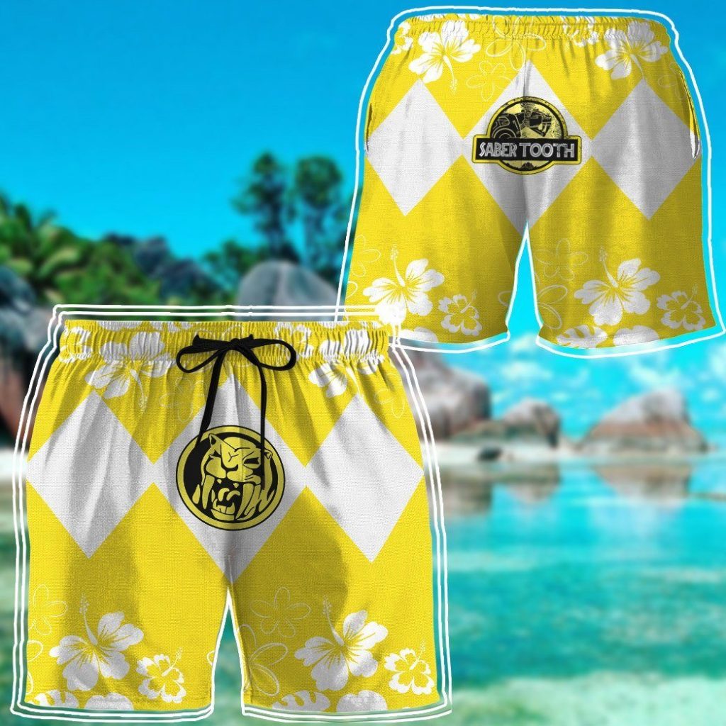 3D Mighty Morphin Power Ranger Yellow Beach Short - Image 6