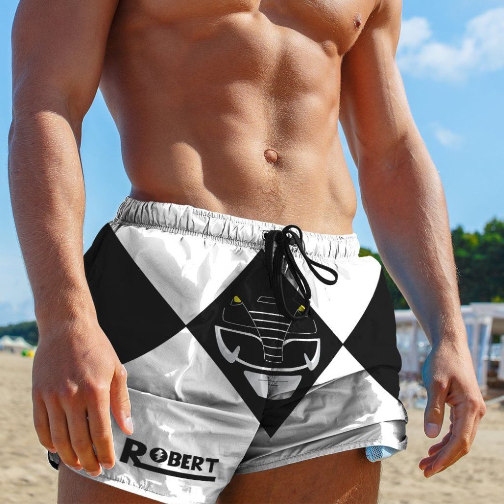 3D Mighty Morphin Power Rangers Black Ranger Custom Name   Swim Trunk - Image 2