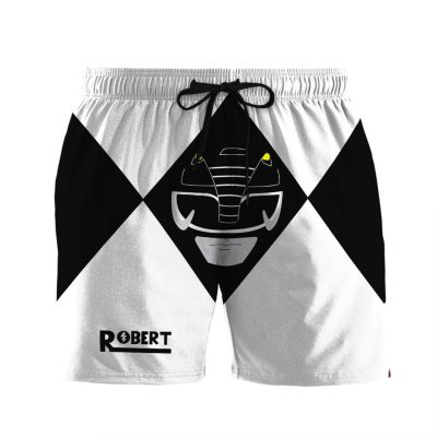 3D Mighty Morphin Power Rangers Black Ranger Custom Name   Swim Trunk