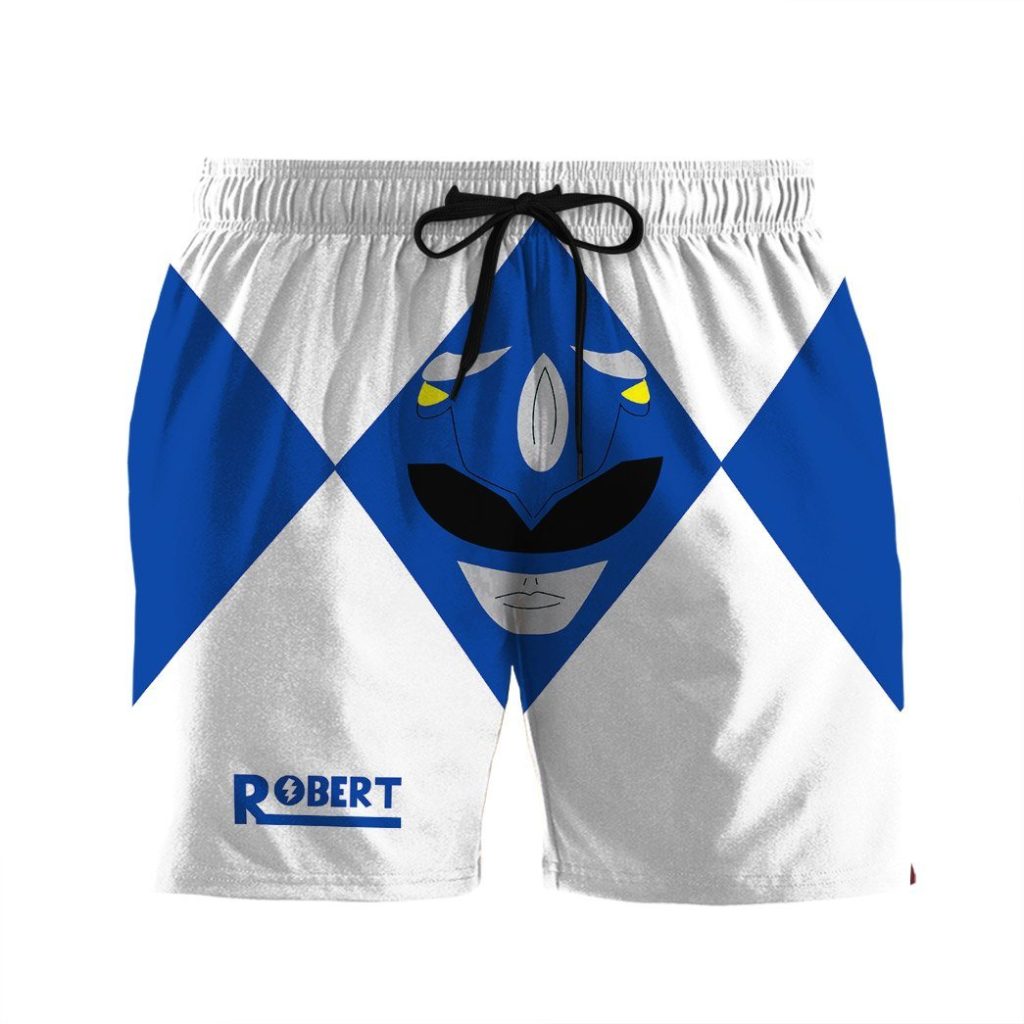 3D Mighty Morphin Power Rangers Blue Ranger Custom Name   Swim Trunk