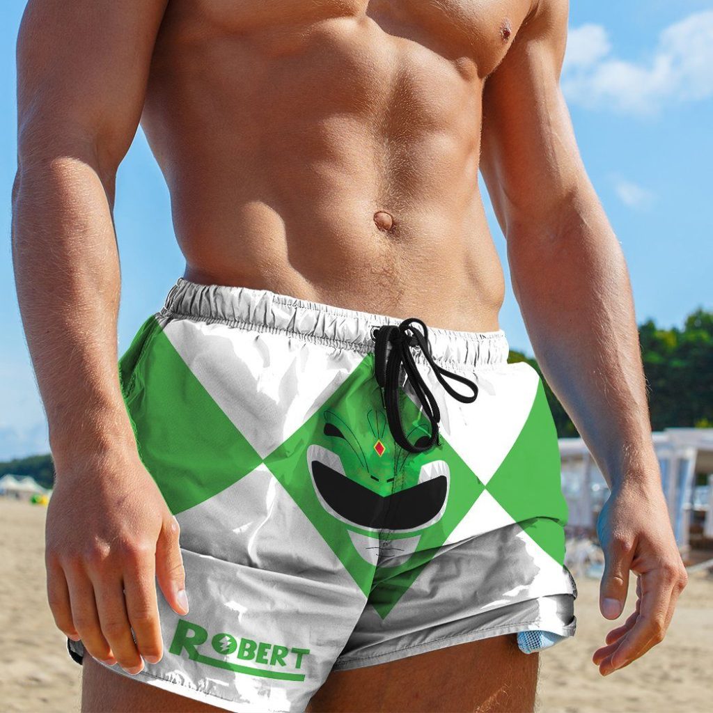 3D Mighty Morphin Power Rangers Green Ranger Custom Name   Swim Trunk - Image 2