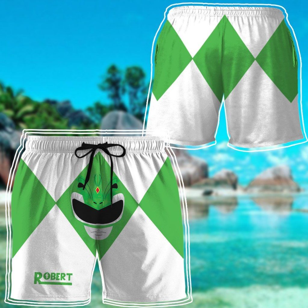 3D Mighty Morphin Power Rangers Green Ranger Custom Name   Swim Trunk - Image 4