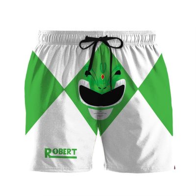3D Mighty Morphin Power Rangers Green Ranger Custom Name   Swim Trunk