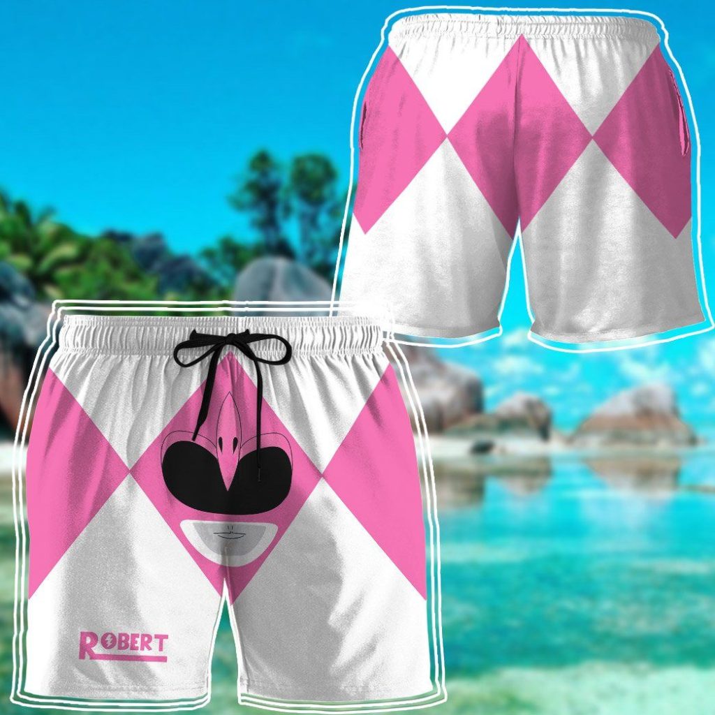 3D Mighty Morphin Power Rangers Pink Ranger Custom Name   Swim Trunk - Image 4