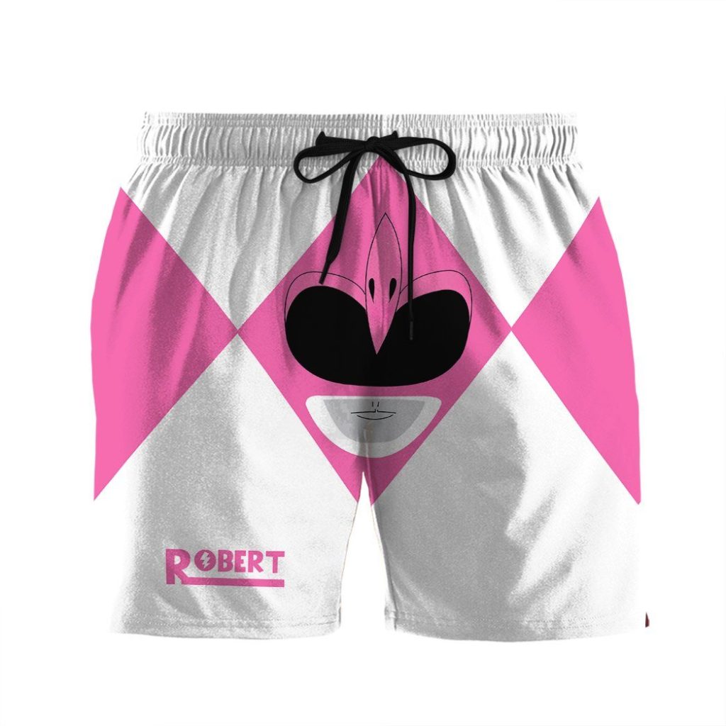 3D Mighty Morphin Power Rangers Pink Ranger Custom Name   Swim Trunk