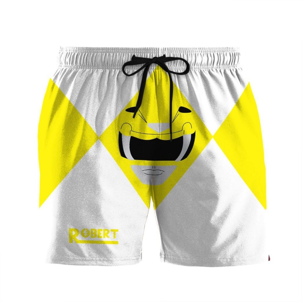 3D Mighty Morphin Power Rangers Yellow Ranger Custom Name   Swim Trunk