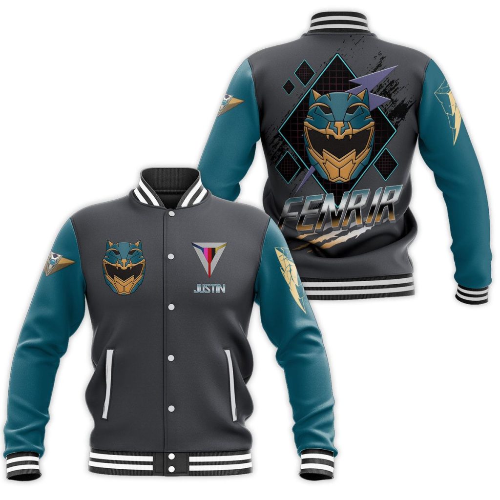3D Power Rangers Hyperforce Fenrir Custom Name Baseball Jacket - Image 3