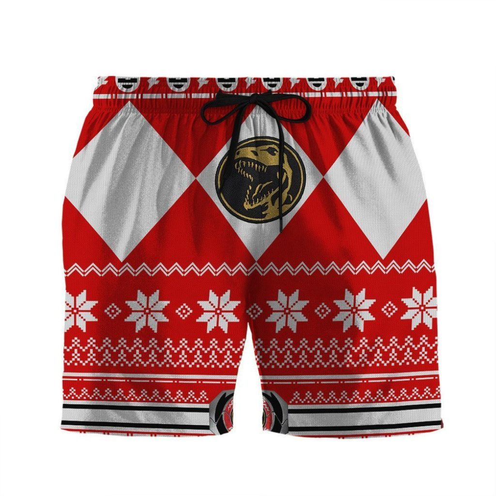 3D Red Power Ranger Hawaii Shorts