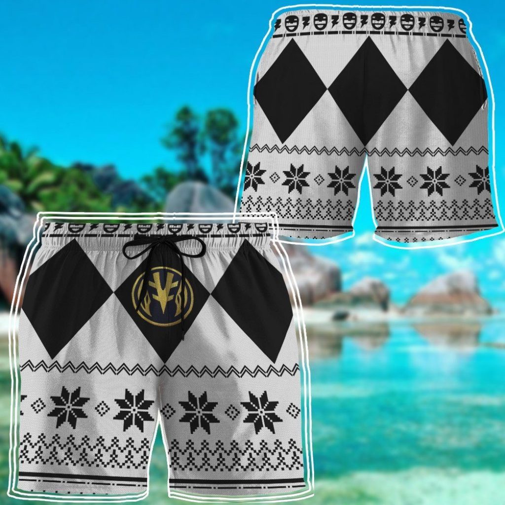3D White Power Ranger Hawaii Shorts - Image 4