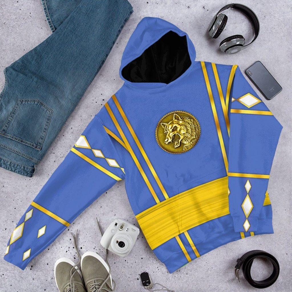 3D Blue Ninja Mighty Morphin Power Rangers  Apparel - Image 12