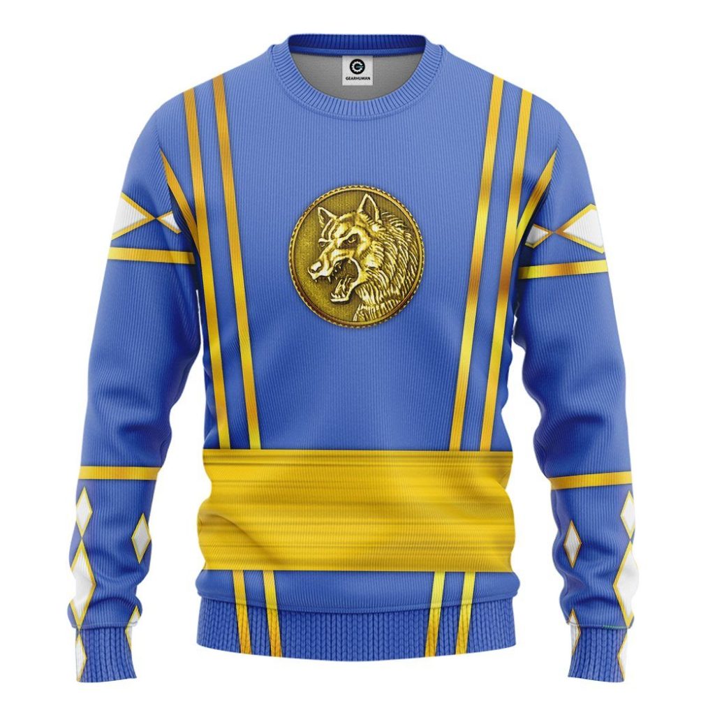 3D Blue Ninja Mighty Morphin Power Rangers  Apparel - Image 2