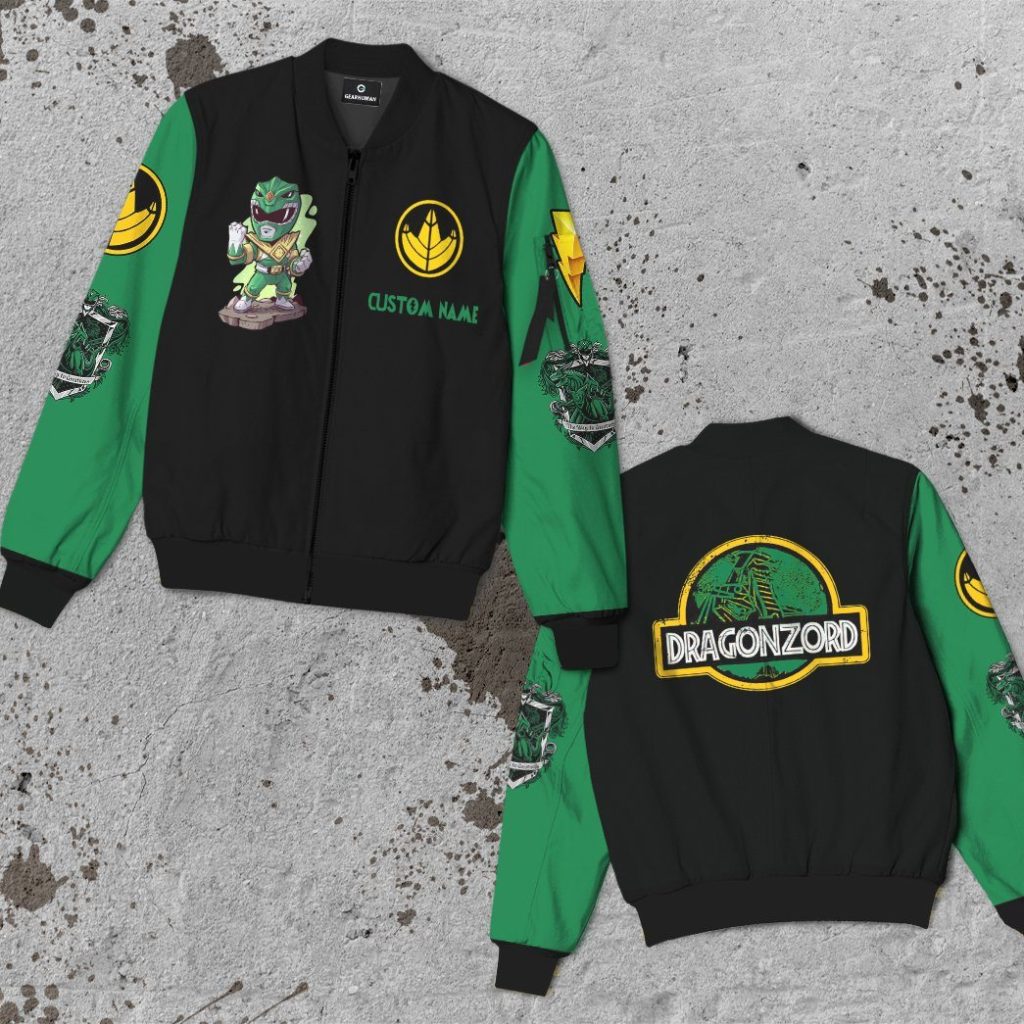 3D Mighty Morphin Power Ranger Green Custom Name Bomber - Image 3