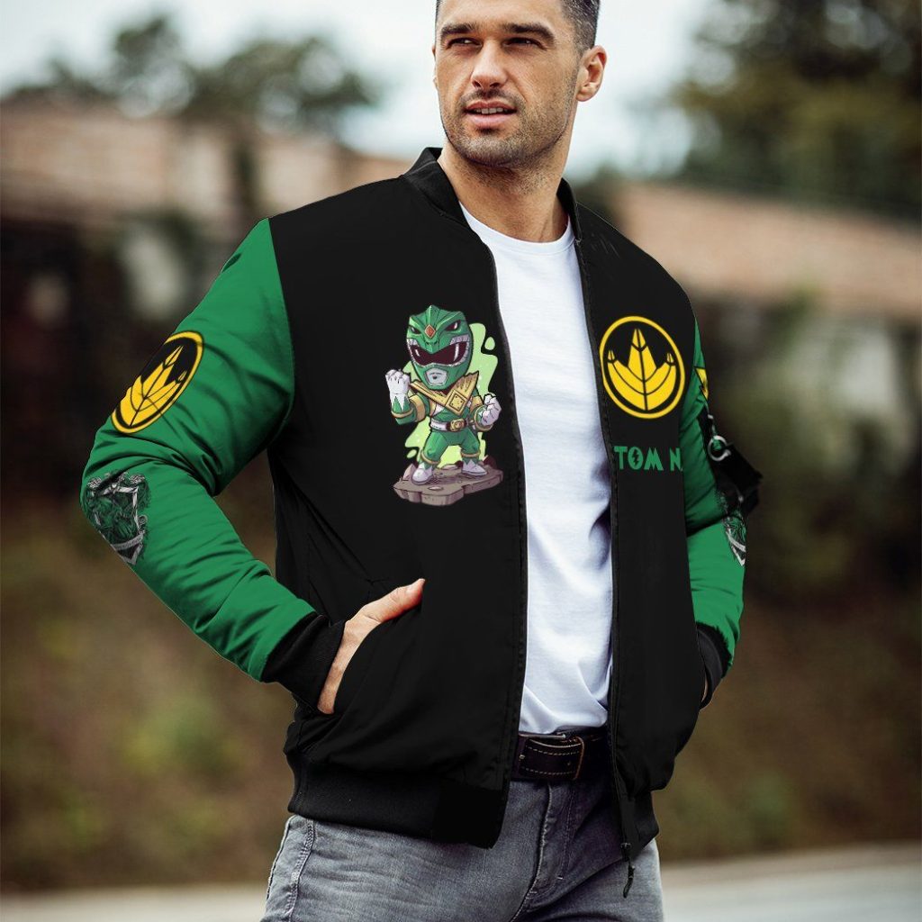 3D Mighty Morphin Power Ranger Green Custom Name Bomber - Image 4