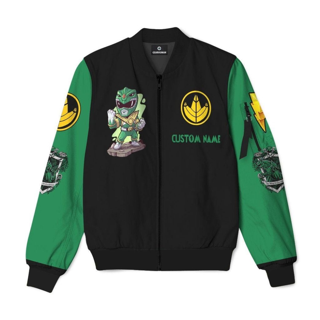 3D Mighty Morphin Power Ranger Green Custom Name Bomber - Image 6