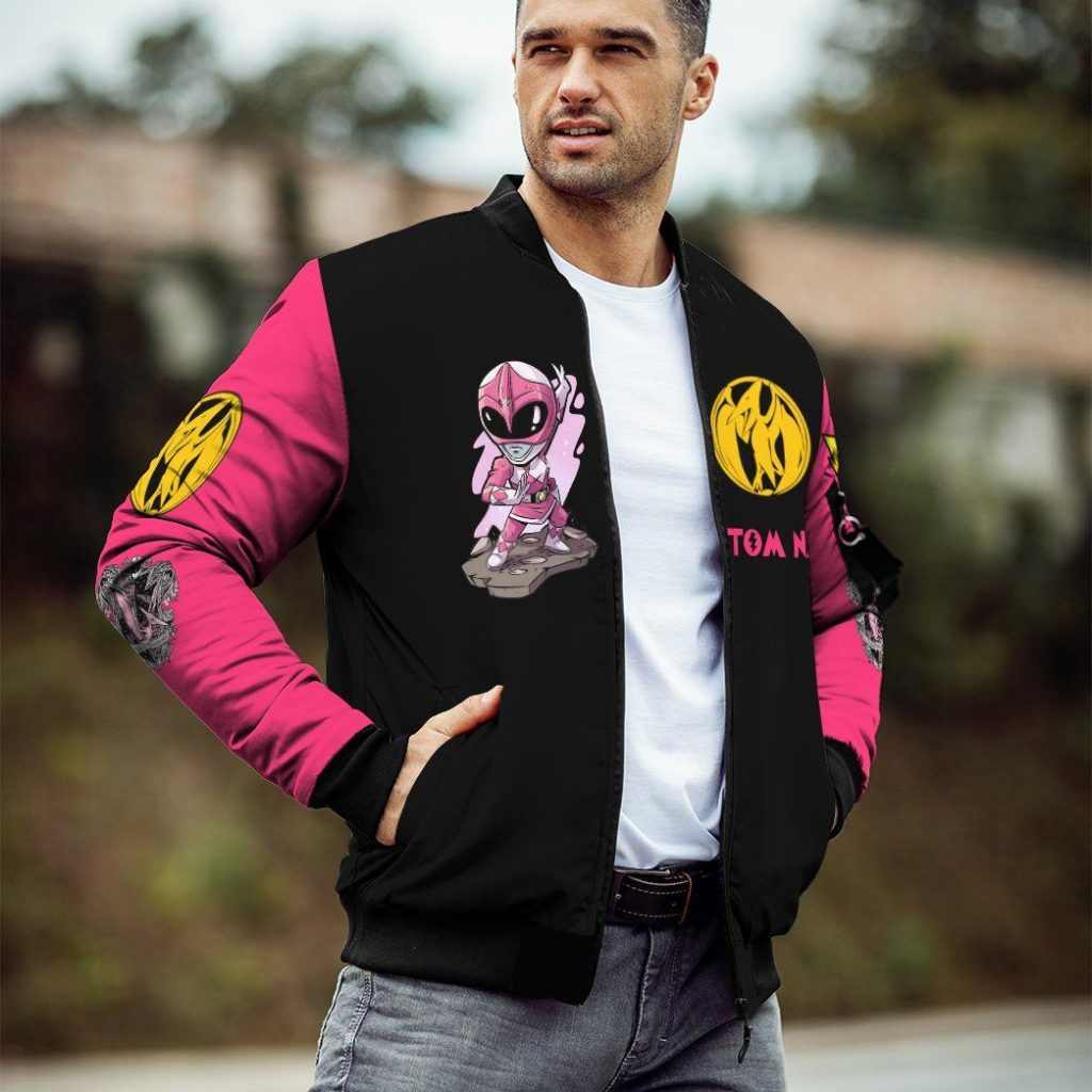 3D Mighty Morphin Power Ranger Pink Custom Name Bomber - Image 4