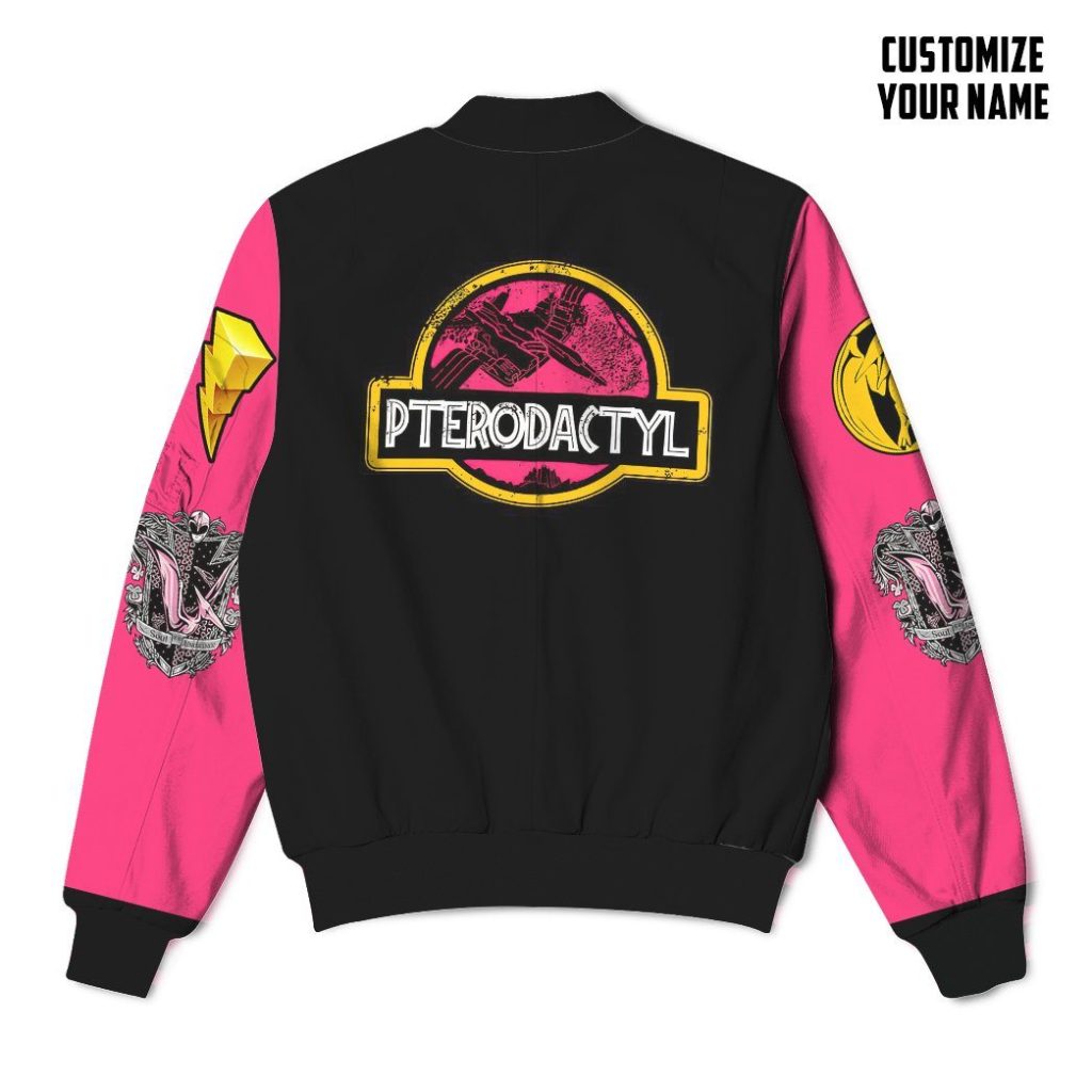 3D Mighty Morphin Power Ranger Pink Custom Name Bomber - Image 2