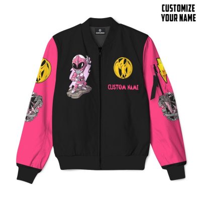 3D Mighty Morphin Power Ranger Pink Custom Name Bomber