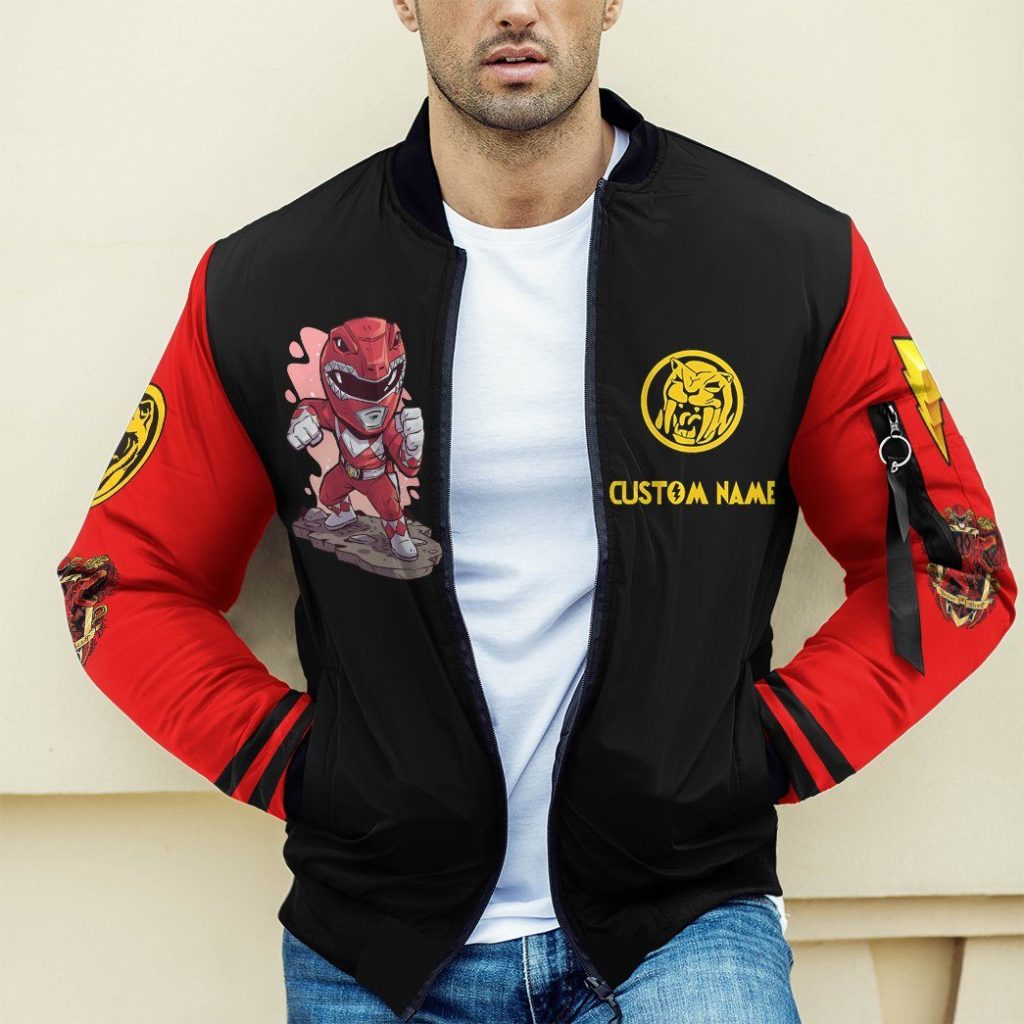 3D Mighty Morphin Power Ranger Red Custom Name Bomber - Image 5