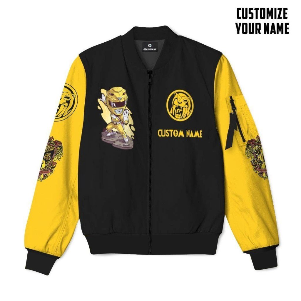 3D Mighty Morphin Power Ranger Yellow Custom Name Bomber