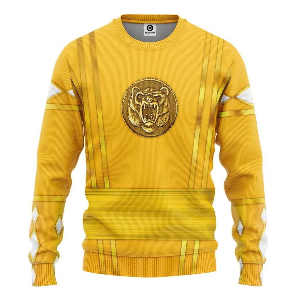 3D Yellow Ninja Mighty Morphin Power Rangers  Apparel - Image 2